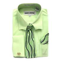 Karl Knox Boys Dress Shirt Lime Green Lime Green Black Tie Hanky Sizes 5... - £19.32 GBP