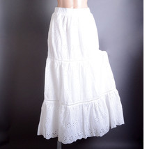 White Bohemian Travel Vacation Summer Beach Eyelet Pocket Elastic Waist ... - $75.41 CAD