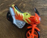 1997 Lanard Motorcycle Yellow/Orange Pull-Back Friction Toy WORKS - $11.88