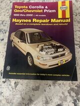 Haynes # 92036 Toyota Corolla &amp; Geo Chevrolet Prizm Repair Manual 1993 t... - $9.89