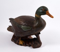 Duck Figurine Ceramic Hand Painted 6&quot; tall 8.5&quot; long Vintage 1982 - $10.99