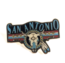 VTG San Antonio Texas Longhorn Bull Skull Feathers Enamel Lapel Pin Souvenir - £7.47 GBP