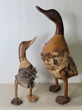 Handmade Bamboo Root Ducks Set of 2  14 and 10 Inches  B - £35.52 GBP