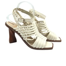 Sam Edelman Holland Heeled Sandals Caged Ankle Strap Leather Ivory 8.5 - £38.52 GBP