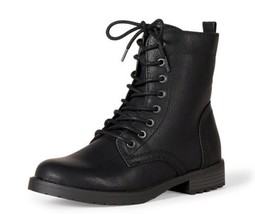 Amazon Essentials Women&#39;s Collins Lace-Up Combat Boot w/Side Zip- Size 7 Black - £23.44 GBP