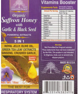 Organic Saffran Honey With Garlic &amp; Black Seed Honey 5 In 1 (16 oz ) - £26.42 GBP