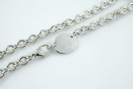 Tiffany &amp; Co. Sterling Silver &quot;Return to&quot; Oval Charm Necklace w/ Lobster Clasp - £332.37 GBP