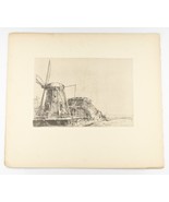 &quot;The Windmill&quot; By Rembrandt Restrike Etching Signed in Plate 6&quot;x8&quot; - $1,007.81