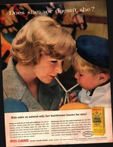 a1959 Miss Clairol Hair Color Bath Vintage Ad Lady And Kid Drinking From... - £19.27 GBP