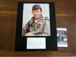 Chuck Yeager Speed Of Sound Ace Pilot Signed Auto Index Card Matted Photo Jsa - £276.96 GBP