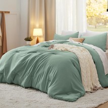 Queen Size Comforter Sets, Sage Green Soft Prewashed Bed Comforter For All Seaso - £64.73 GBP