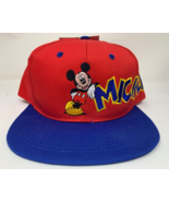 NWT Vintage 90s Mickey Mouse Snapback Hat Mickey Unlimited Spellout Red ... - £48.23 GBP