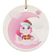 Cute Baby Zebra Pink Moon Ornament Christmas Gift Home Decor For Animal Lover - £11.83 GBP