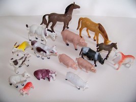 16 Farm Animals 3&quot; Horse and Small Pigs Sheep Ranch Cake Toppers-Repackaged - £7.17 GBP