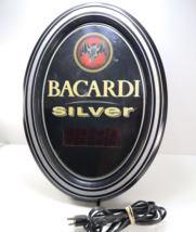 Bacardi Silver Light Up Clock Sign Bar Store Liquor Vintage Original Works - £36.68 GBP