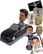 Personalized Bobblehead Nice male driving his cool car wearing a nice long sleev - $174.00