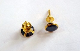 Black Cubic Zircon 18K Yellow Gold Ladies Gets Stud Earrings Unisex Gift 01 - £125.27 GBP