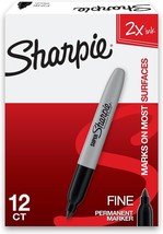 Sharpie Super Permanent Markers, Fine Point, Black, 12 Count. - $29.92