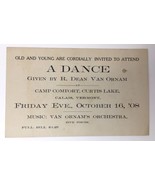 1908 Dance Invitation Ad Camp Comfort Curtis Lake Calais VT R. Dean Van ... - $25.00