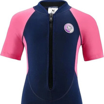 Pottwal Shorty Wetsuits 2MM Neoprene Thermal Swimsuit Size 6 pink and na... - $14.85