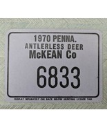 1970 Penna Antlerless Deer 6833 Forest Co Cardboard Hunting License Penn... - £19.29 GBP