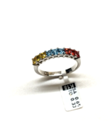 Women&#39;s Eternity Ring 18k White Gold Princess Yellow Red Sapphires Blue ... - £496.70 GBP
