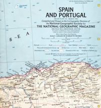 1965 Spain &amp; Portugal Map National Geographic Vintage Europe 24.75 x 19&quot;... - $13.50