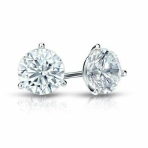 2Ct Real Moissanite Solitaire Martini Stud Earrings 14K White Gold Plated Silver - £42.13 GBP