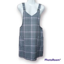 Primark Plaid Black Pink White Overall Dress sz 8 - £15.45 GBP