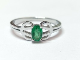 Tiny Silver Emerald Ring 0.5 Ct Emerald Ring Natural Emerald Minimalist Ring - £28.75 GBP