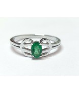 Tiny Silver Emerald Ring 0.5 Ct Emerald Ring Natural Emerald Minimalist ... - £30.72 GBP
