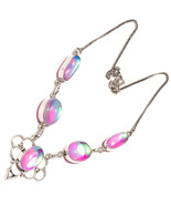 Sparkling Fire Topaz Cabochon Gemstone 925Silver Overlay Handmade Chain ... - $23.18 CAD