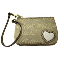 Coach wristlet gold new york script wallet heart metallic  - $16.83