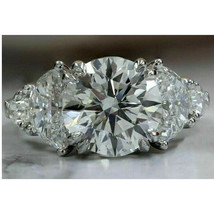 4.20Ct Rund Schliff Moissanit 5-Stone Verlobungsring 14K Weiß Vergoldet Silber - £193.54 GBP