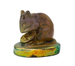Rare Zsolnay Hungary Mouse Mice Feeding on Nut Art Nouveau Iridescent Figurine - £2,773.75 GBP