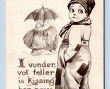 Artist Signed Wall Dutch Comic Vonder Vot Feller Kissing Her 1911 DB Pos... - $10.84
