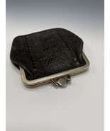 Tilley Deerskin Coin Purse Made in Canada Black Kisslock Aztec - $725.40 MXN