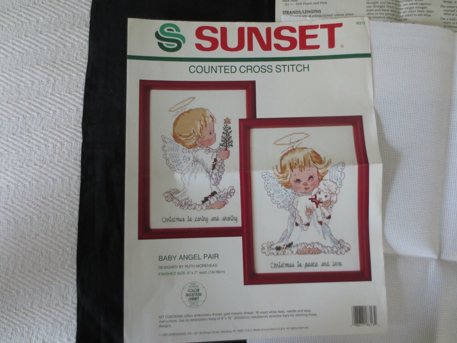 Sunset BABY ANGEL PAIR Counted Cross Stitch KIT #18313  - 5" x 7" ea. - $10.00