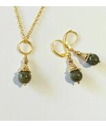 Victorian Serpentine gold jewelry set bohemian jewelry set earrings neck... - $73.24 CAD