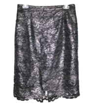 White House Black Market WHBM Black Platinum Lace Overlay Pencil Skirt S... - $27.00