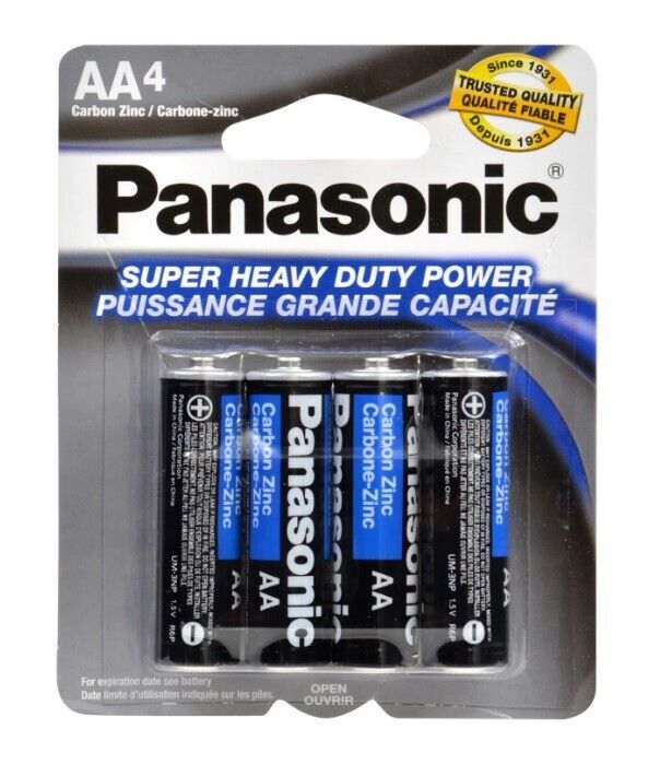 Primary image for 4 Count Packs of Panasonic Super Heavy Duty AA or AAA Batteries
