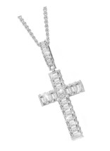 14K Gold Plated Cross Necklace For Women- Dainty Iced - £72.65 GBP