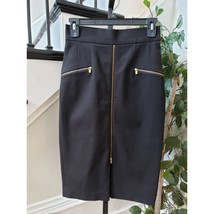 Banana Republic Pencil Skirt Womens 0 Black Stretch Minimalist Back Front Zipper - £22.01 GBP