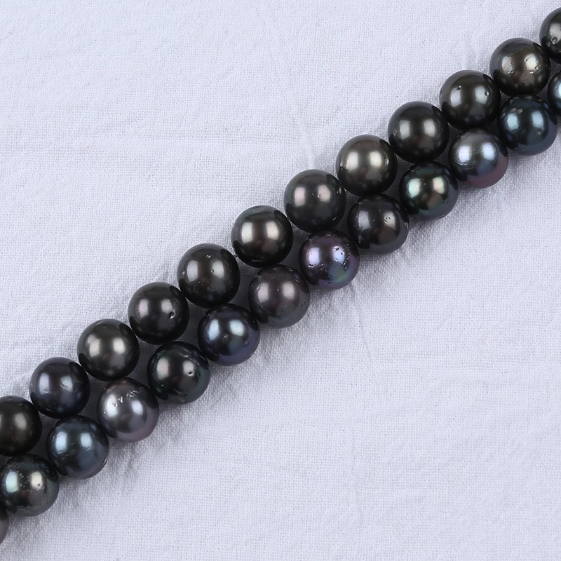 9-11mm A grade black pearls Round Natural Real Seawater Saltwater Tahitian Pearl - £201.36 GBP