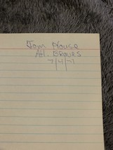 TOM HOUSE SIGNED AUTOGRAPH INDEX CARD MLB 1971 BRAVES RED SOX 1977 MARINERS - £2.35 GBP