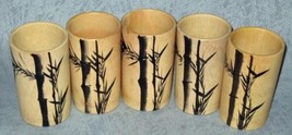 Vintage Mid Century Bamboo Drinking Cups Set Of 5 Tiki Barware Made In J... - $26.72
