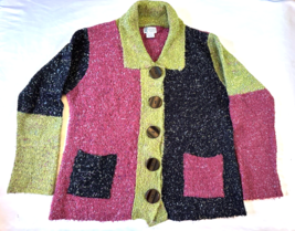 Glenmont Design Colorblock Patchwork Cardigan Sweater Size M - £38.54 GBP