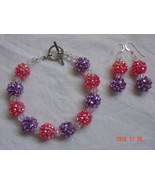 Purple and Pink Bracelet &amp; Earring Set  - £11.78 GBP