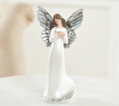 9&quot; Pearlized White Angel w/ Illuminated Heart by Valerie in Silver - £152.54 GBP