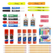 School Supplies Kit Highlighters Mechanical Pencils Glue Sticks Erasers ... - $27.43